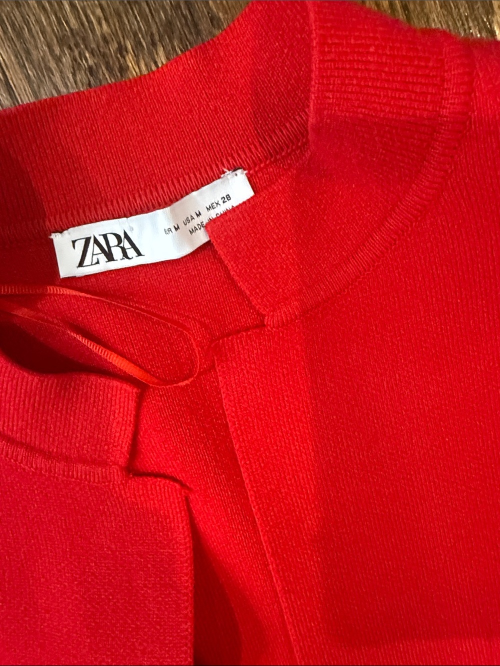 NWOT Zara Red Knit Collarless Sweater Blazer M - Picture 2 of 3